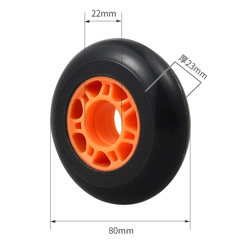 80*24mm wheel rubber coated plastic skate wheel caster wheel rims with screws rubber tyres
