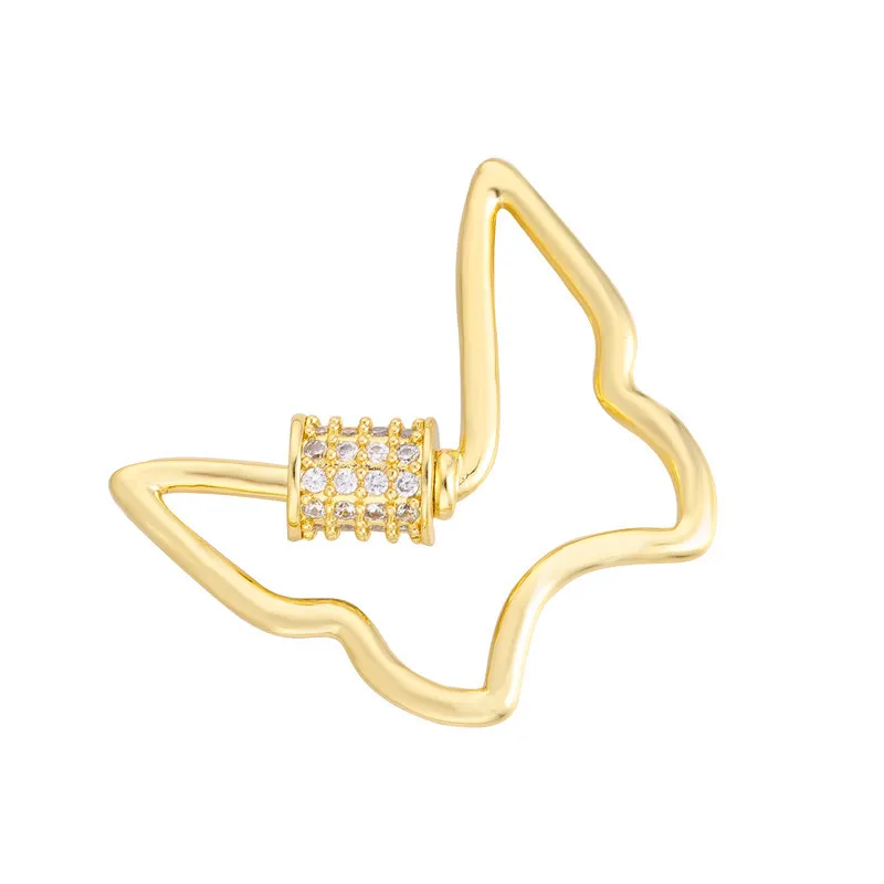 Glossy Copper Micro Inlaid Zircon Universal All-match Screw Carabiner Clasp For Necklace Making Diy Ornament Accessories