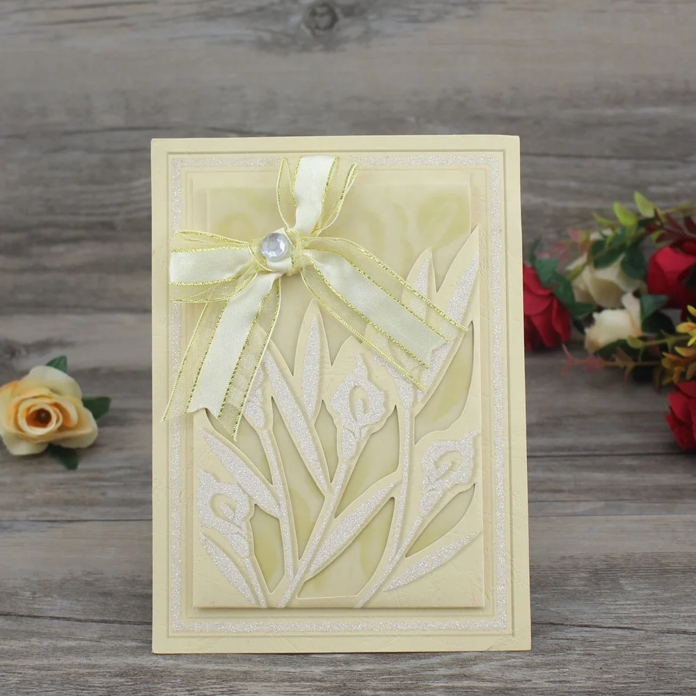2024 Glamorous Fanciful Flower Gold Die Cut Tracing Paper Best Wedding Cards customized birthday invitation cards