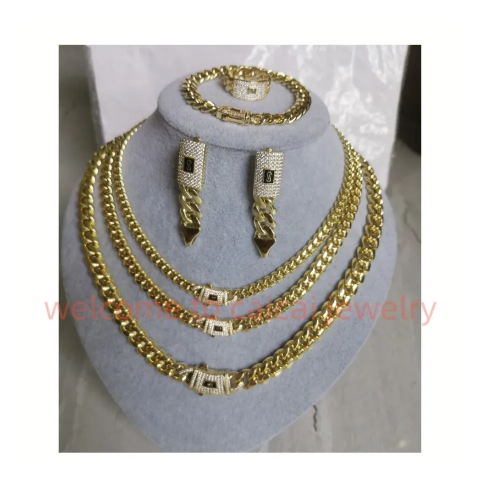USA trendy anklet bracelet Necklace14k Gold jewelry Cuban Link Chain Gold Cuban Miami Chain 6mm -14mm Monaco Chain unisex