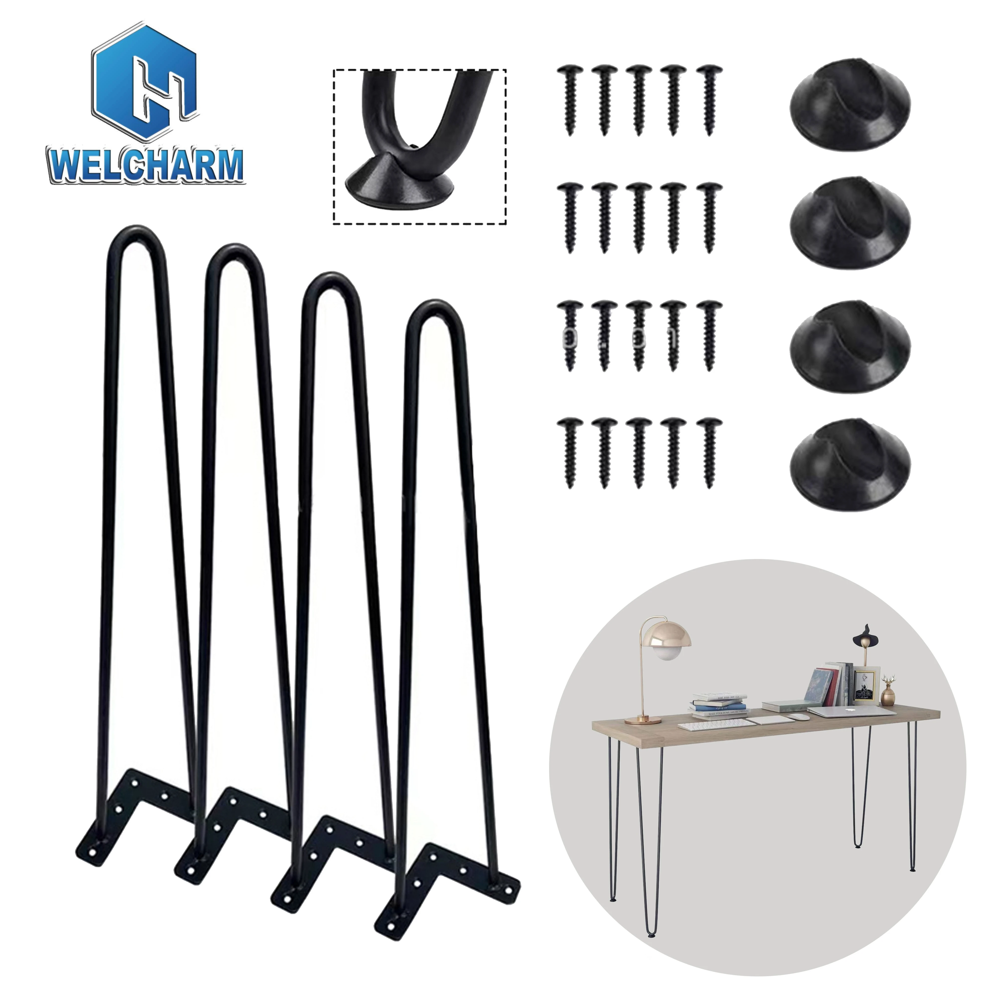 Низкая цена, промышленная металлическая мебель «Diy», черные металлические ножки, 3 стержня, кофейный обеденный стол, шпильки для волос