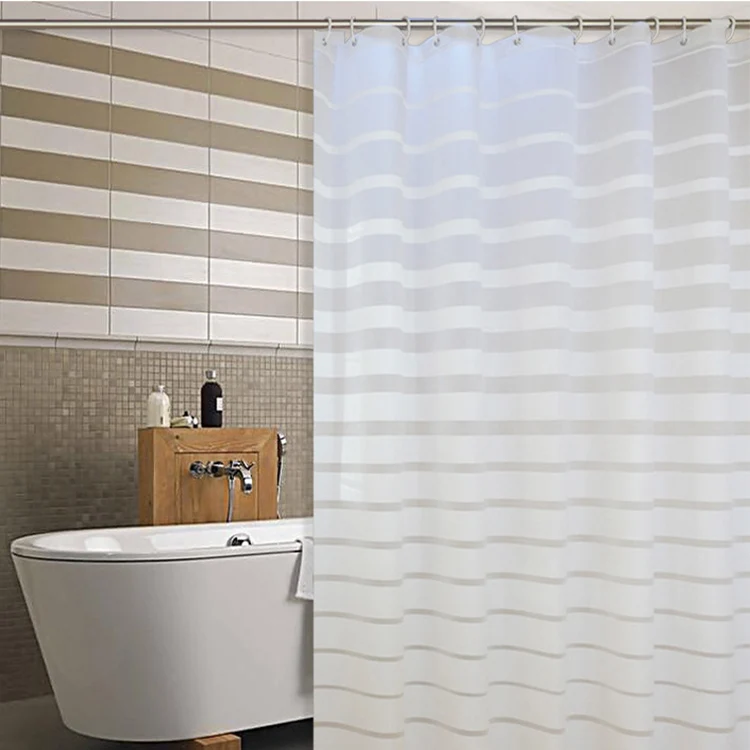 OEM Manufacture Factory Thick Weighted Fabric Wrinkle and Rust Resistant Transparent Shower Curtain For Bathroom