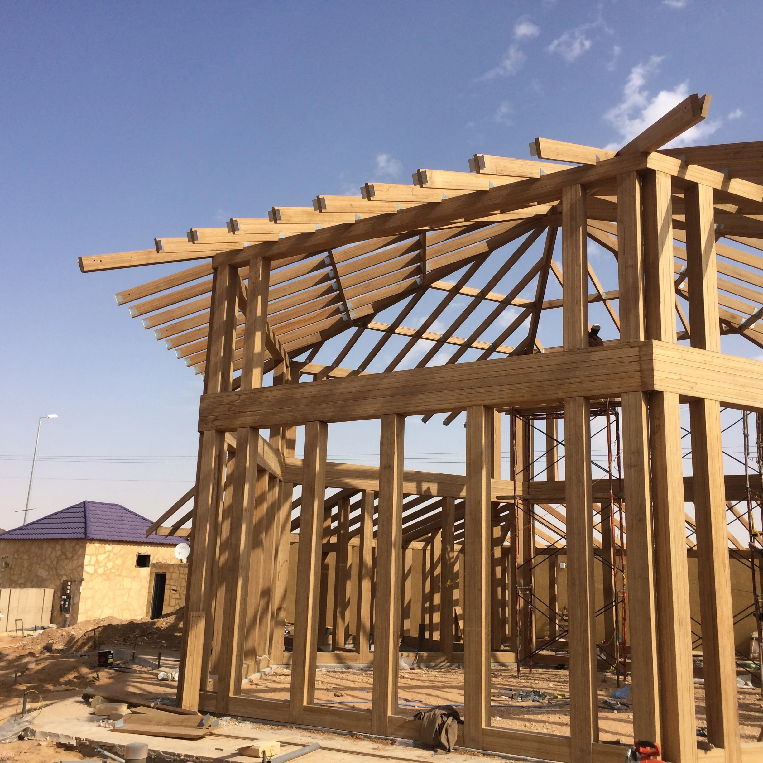 Bamboo house material structure material Bamboo roof beam