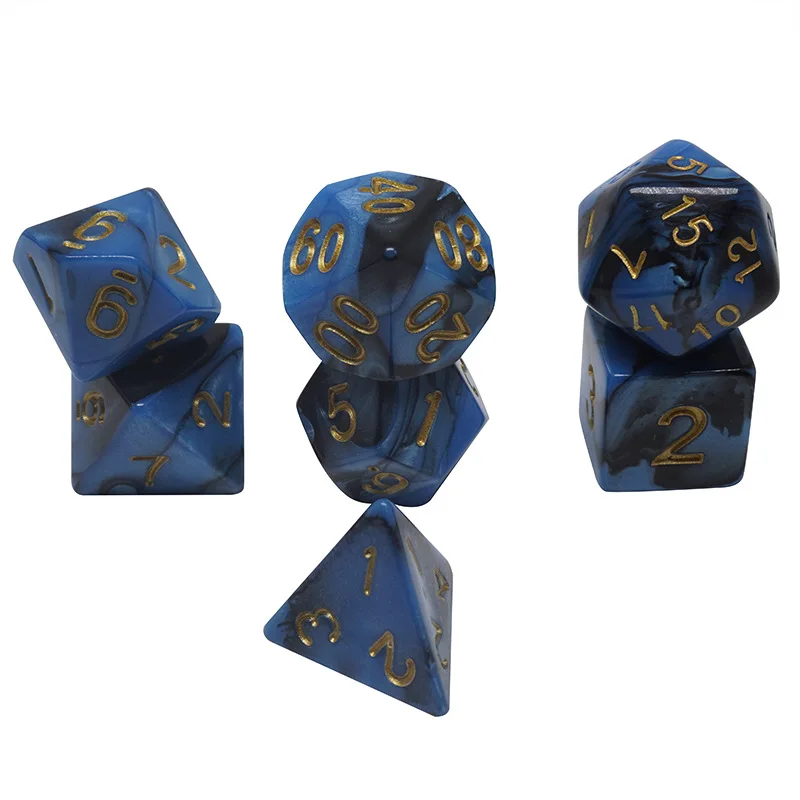 Polyhedral dice set two-color marble acrylic dice dnd game dice