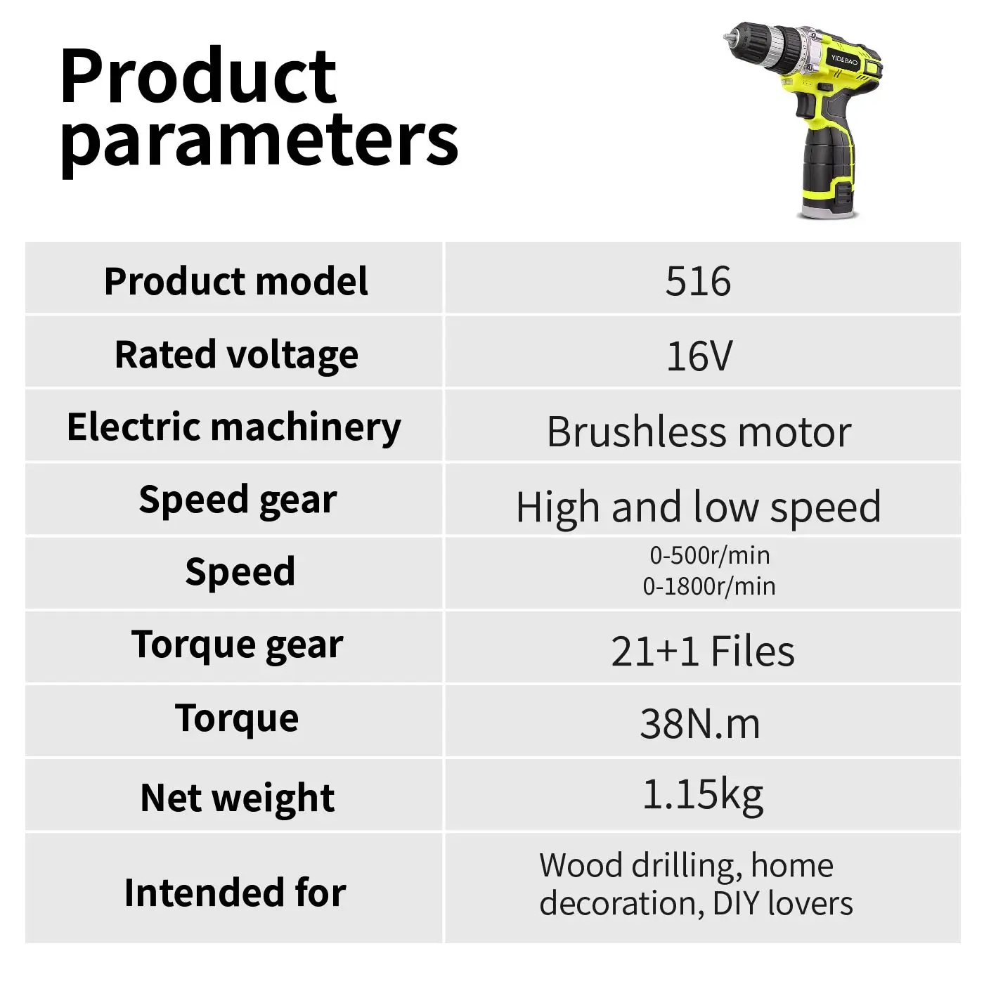 16V Cordless Drill Cordless Screwdriver Drill Cordless Impact Drill Screwdriver Screw