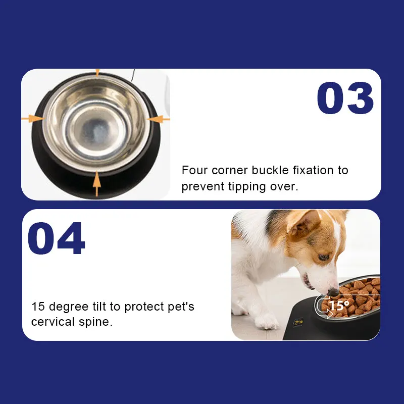 High Sales Adjustable Large Capacity Pet Cat Dog Food Double Wall Feeder Bowl