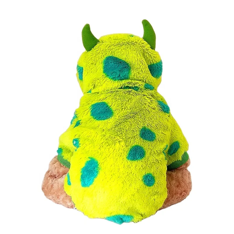 
Fancy cute green dot small dog designer cloths clothes pet winter warm pet hoodies 
