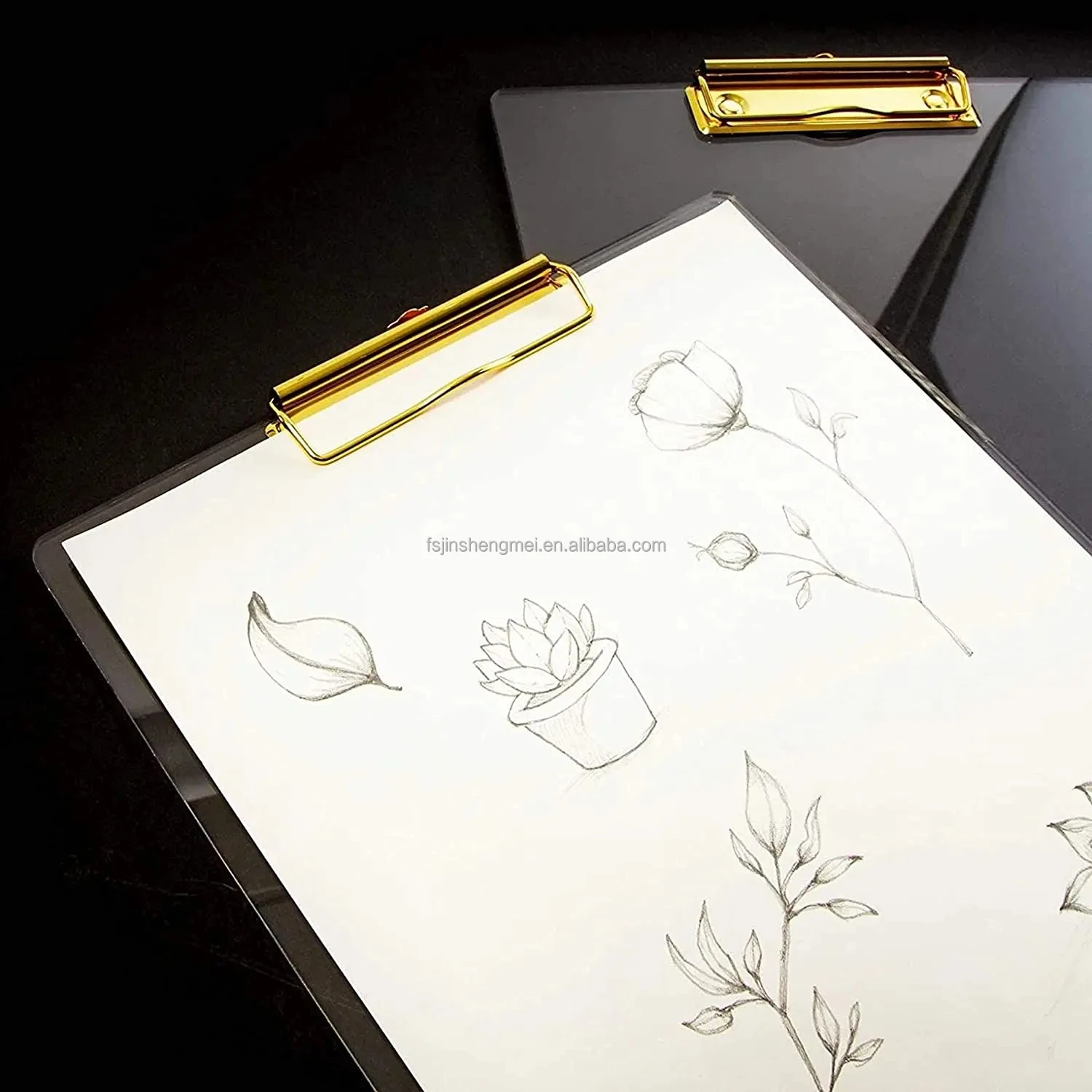 Rectangle Clear Acrylic Clipboard with Metal Plated Clip A4 Paper Plastic Clipboard With Hanging Hole For Desktop Stationery