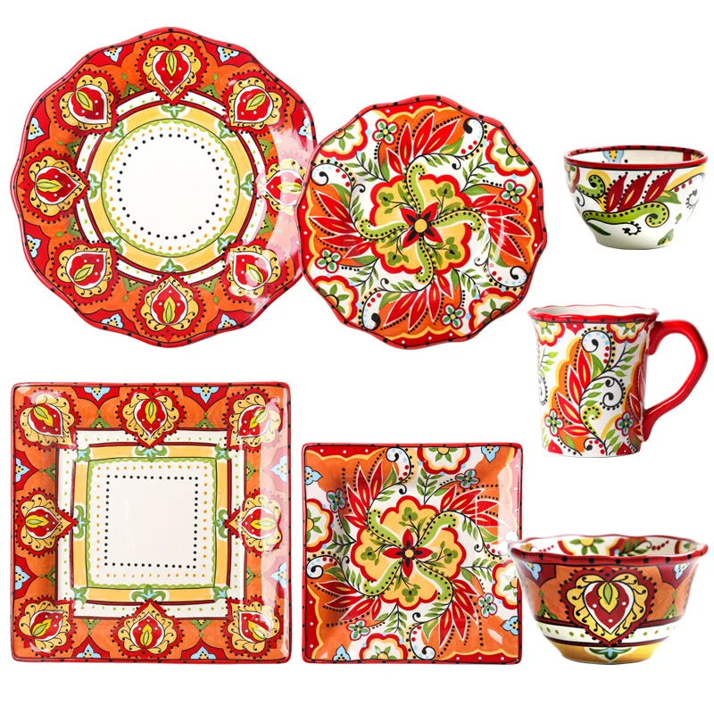 
6 in 1 New Desgin Ceramic Plates Sets Dinnerware Set Porcelain Dinner Set 
