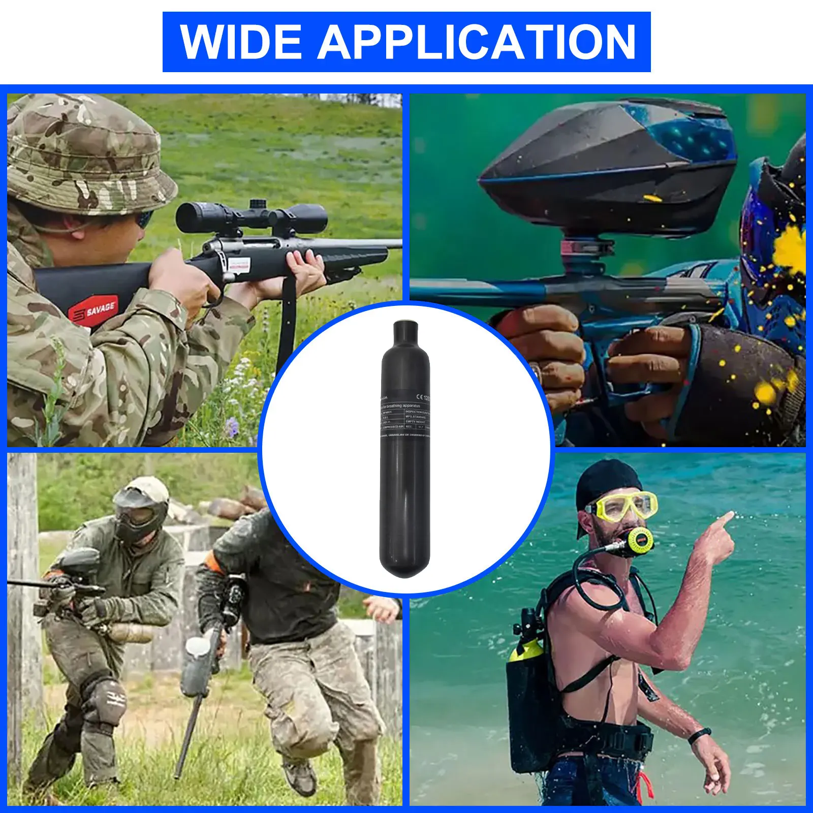 GP Custom-Made Wholesale 0.58L 580CC Hpa 30mpa 300bar 4500psi Outdoor Activities PCP Carbon Fiber Air Tank For Paintball Game