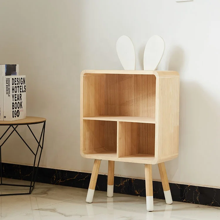 wholesale factory modern natural solid wood kids storage shelf cabinet for living room bedroom