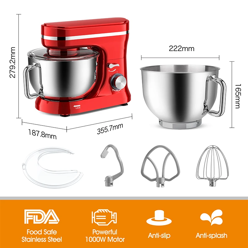 kitchen mixer professional customized electric food 4.5L 5.5L stainless steel bowl stand mixer