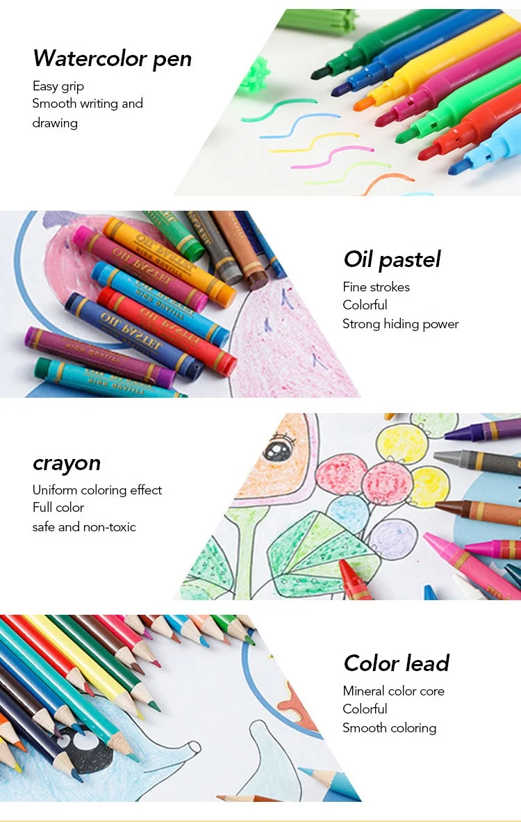 Stationary Art Sets For Kids Painting 150 Pcs Multi Colors Wax Crayon Color Pencils Drawing Kids Arts And Craft Set