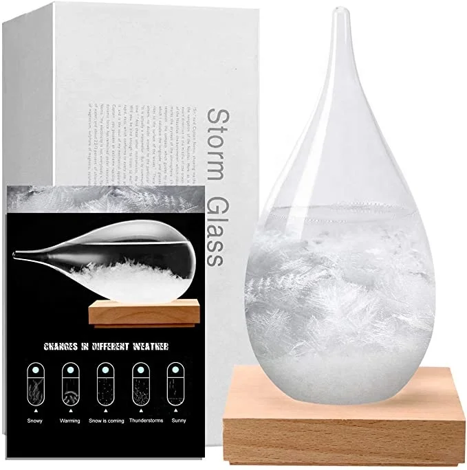 2024 Новое поступление оптовая продажа заводская цена Погодные станции в форме капли прогноз погоды штормовая бутылка стекло