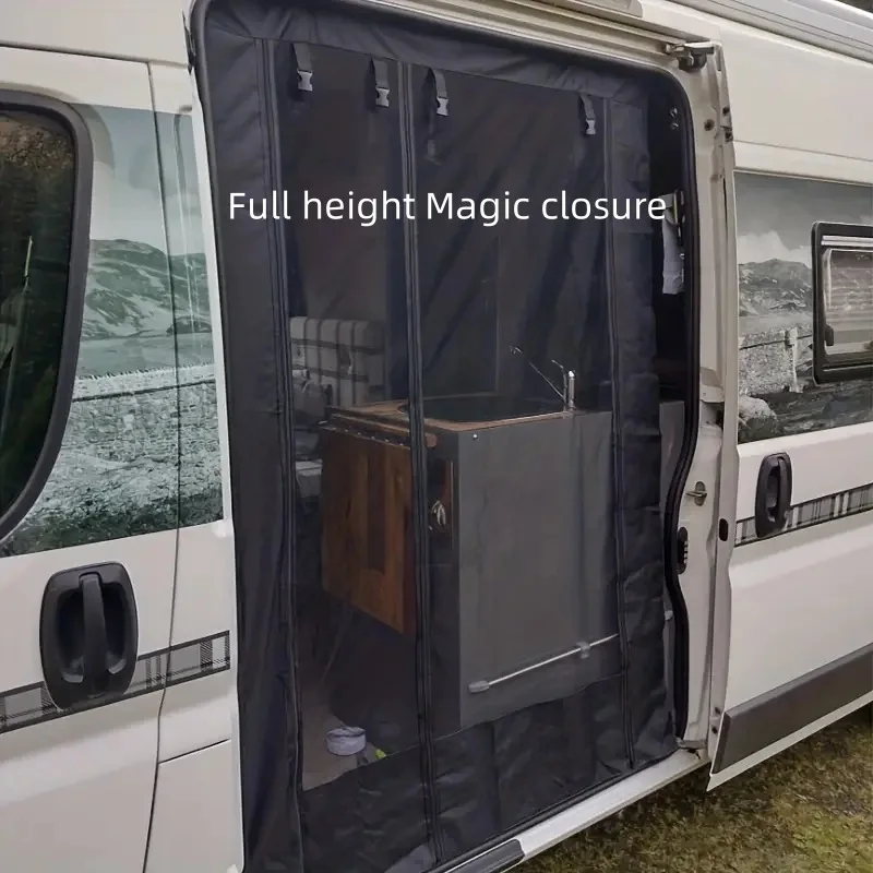 Outdoor camping breathable roller shutter cover anti-mosquito magnetic rv door curtains mosquito with zipper