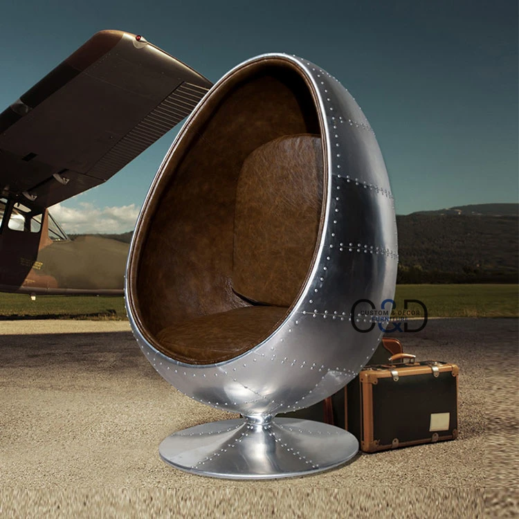 Industrial Vintage Fiberglass Fabric Aviation Spitfire Aluminium Pod Chair revolving