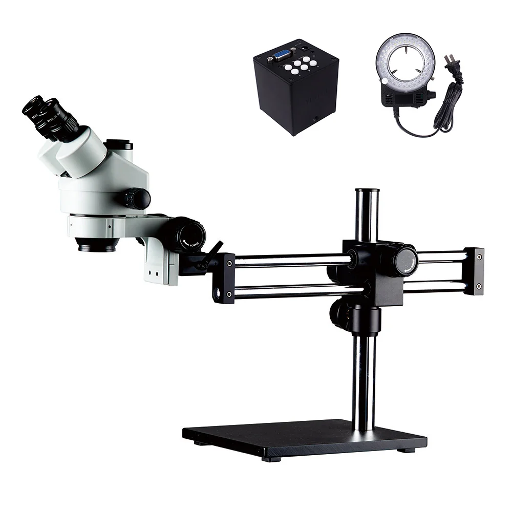7X-45X длиннорычажный оптический Стерео Зум-микроскоп для обслуживания и осмотра электронных приборов