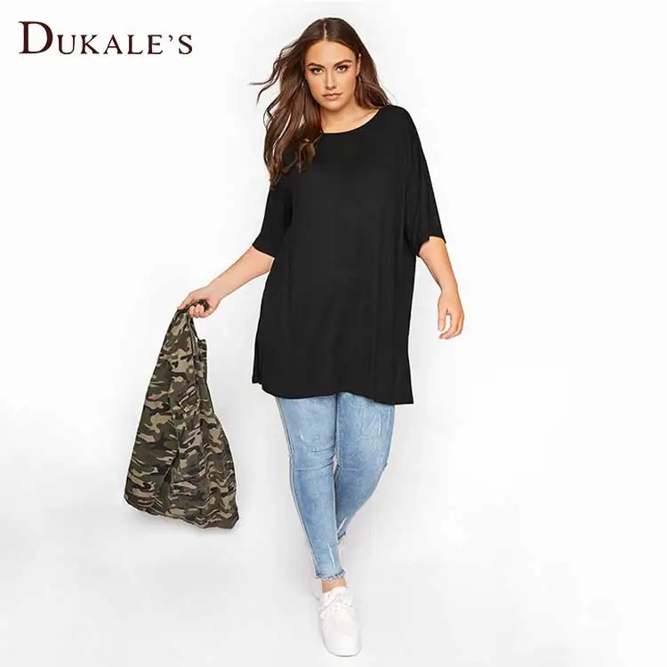 Plain Women Clothing 6xl Plus Size T-shirt Crew Neck Cotton Tshirts Essentials Green Split Hem Plus Size t Shirt for Women