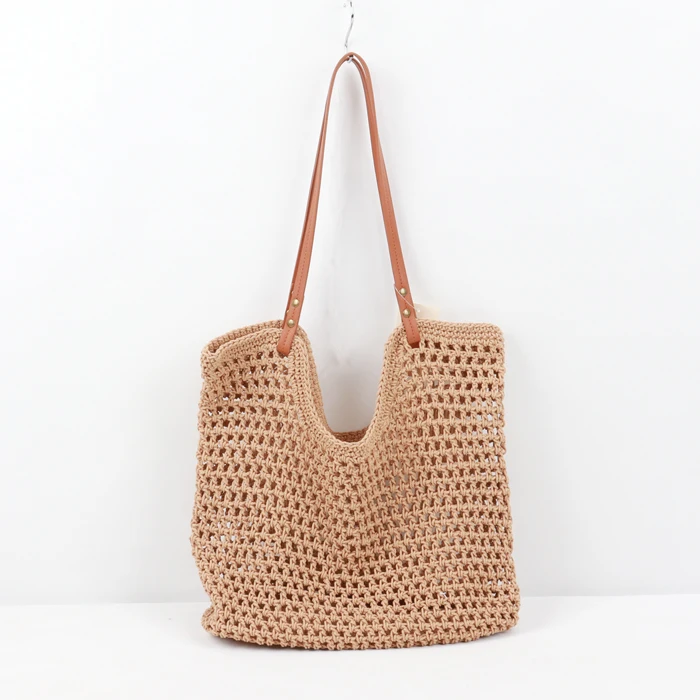 Handmade Crochet Cotton Rope Tote Bag for Leisure Vacation Shopping Beach Shoulder Bag Pattern Summer Product