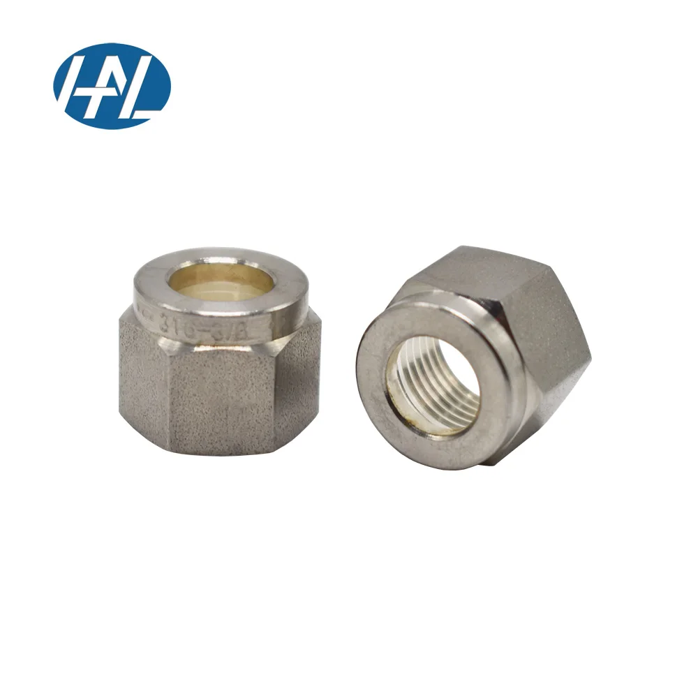 Custom stainless steel 304 ferrule joint internal thread double ferrule nut accessories 1 / 8