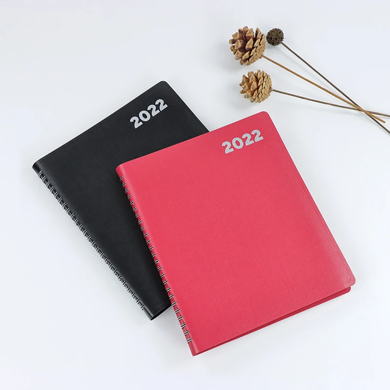  Stock 2022 Spiral B5 Blue leather Hardcover Journal Academic Monthly Calendar Custom Printed