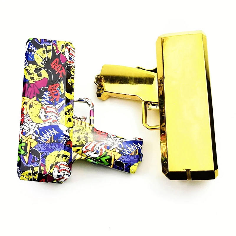 OEM LOGO Color Amazon 2021 Promotional Money Spray Gun Cash Gun Gold Plated Chrome Golden Money Gun/