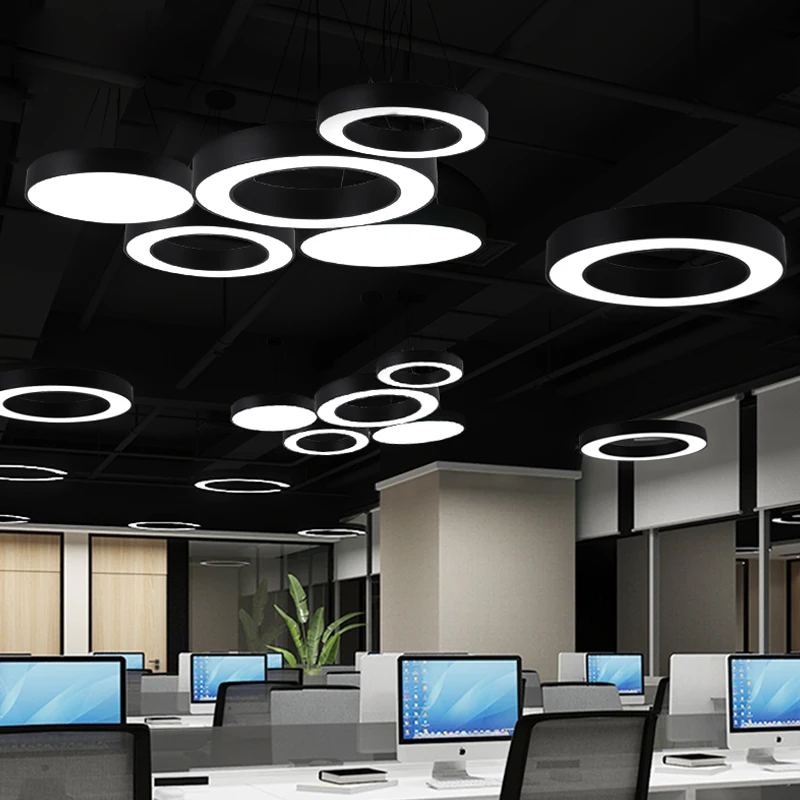 LED office chandelier strip light rectangular studio supermarket shop Internet cafe industrial wind chandelier