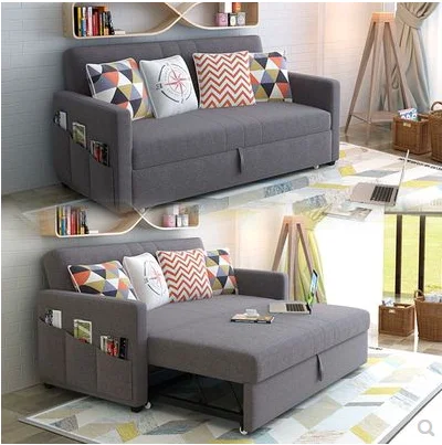 Wholesale Multi-purpose Fabric Sofa Bed Convertible Sofa Three Seat Armchair Living Room Folding Bed