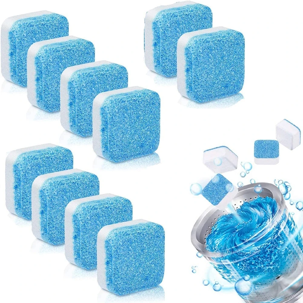 Washing machine detergent cleaner 12 pcs deep cleaning tablets for front loader & top load washer clean laundry tub seal