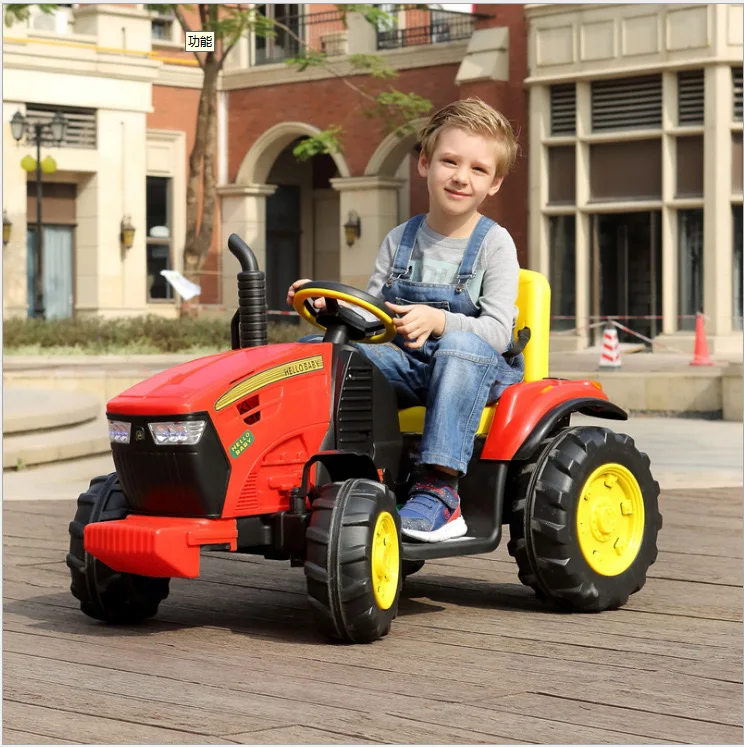 New Style 12V Electric Ride-On Cartractor for Kids Battery-Powered Plastic Cultiva Toys with 4 Wheels Baby Ride-On Trucks