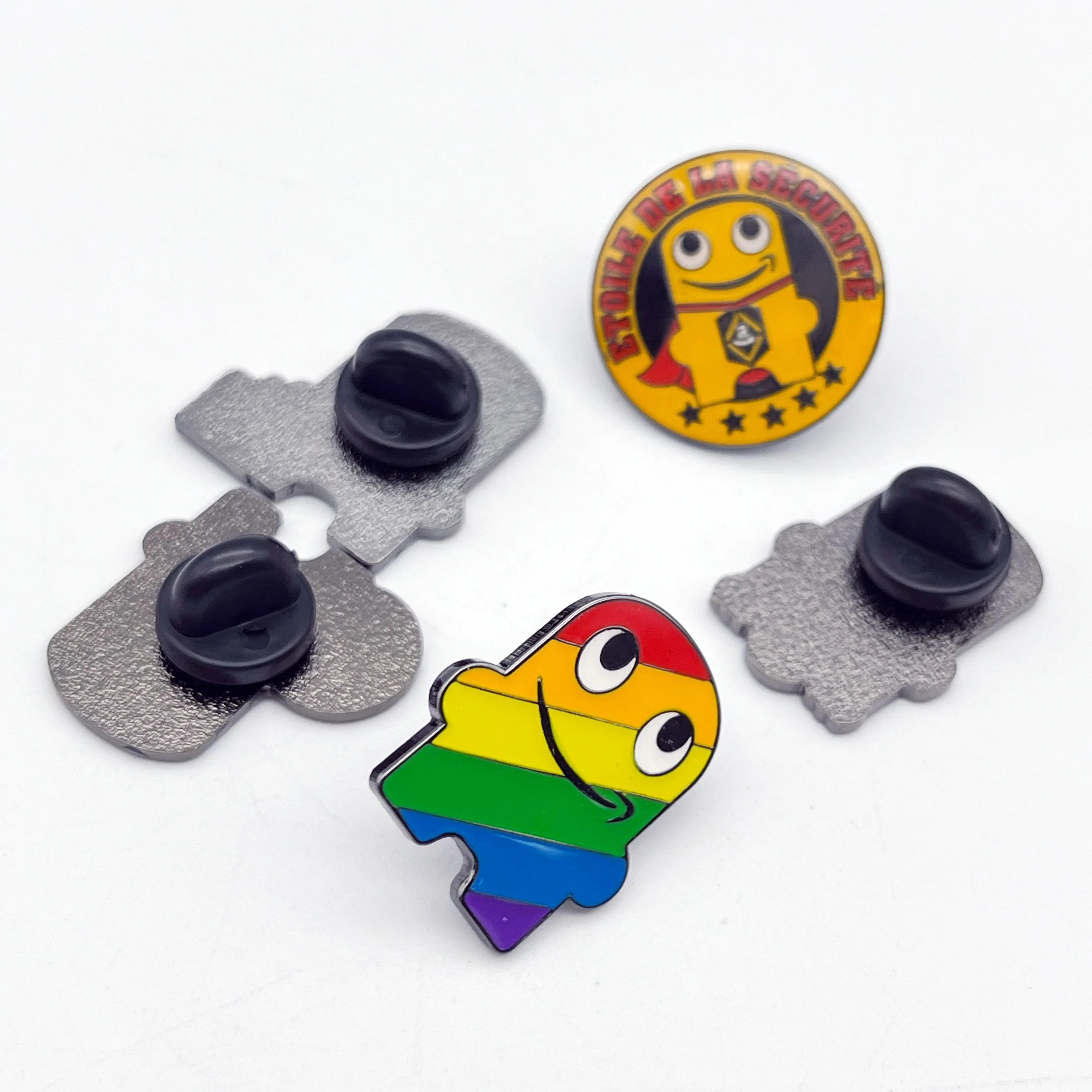 Metal Craft Gifts Rainbow Plating Enamel China Factory Zinc Badge With Safety Pin Back Lapel Pins JO-TC-19