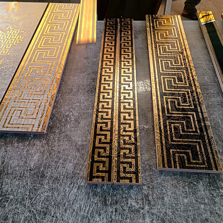 Springletile foshan building materials italian matt floor ceramic bathroom and toilet tile luxury gold decorative border tile