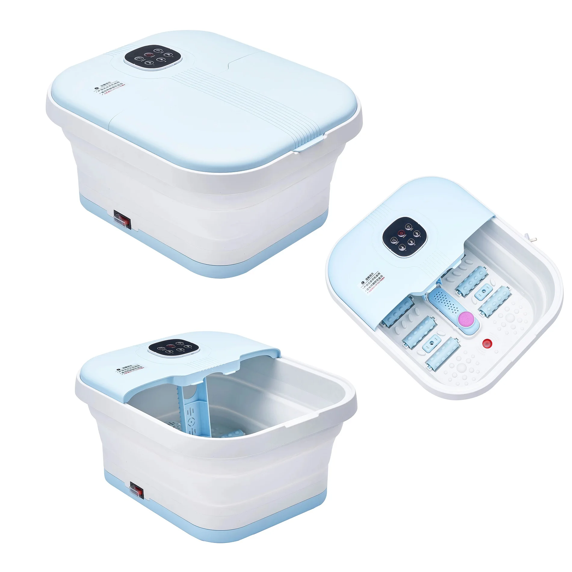 2023 travel portable foldable collapsible electric pedicure buckets products foot spa bath massage luxury with motorized roller