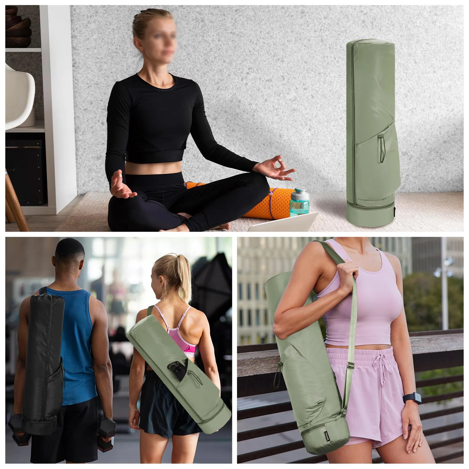 High Quality Custom Brand Large Yoga Mat Carry Bag for Men and Women Sports Polyester Tote with Waterproof Wet Pocket