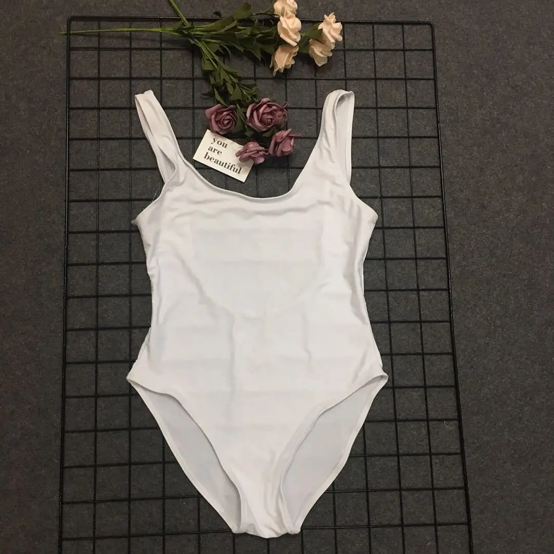 S - XXXL Blank Bathing Suits For Women Pure Colour One Piece Swimsuit Plus Size