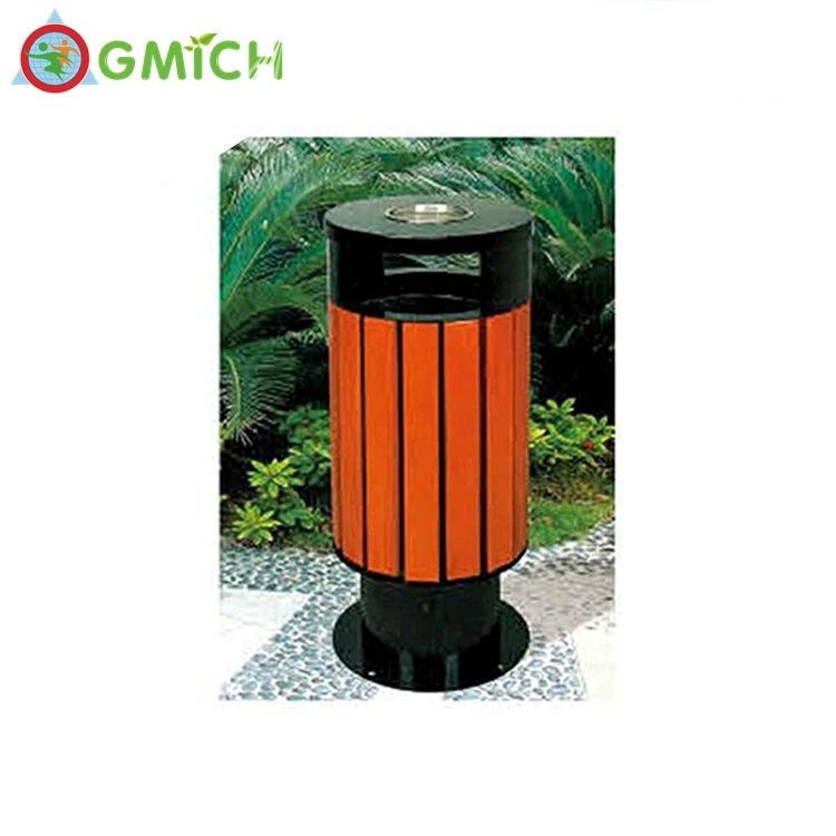 Общественный коммерческий деревянный контейнер наружная деревянная мусорная корзина