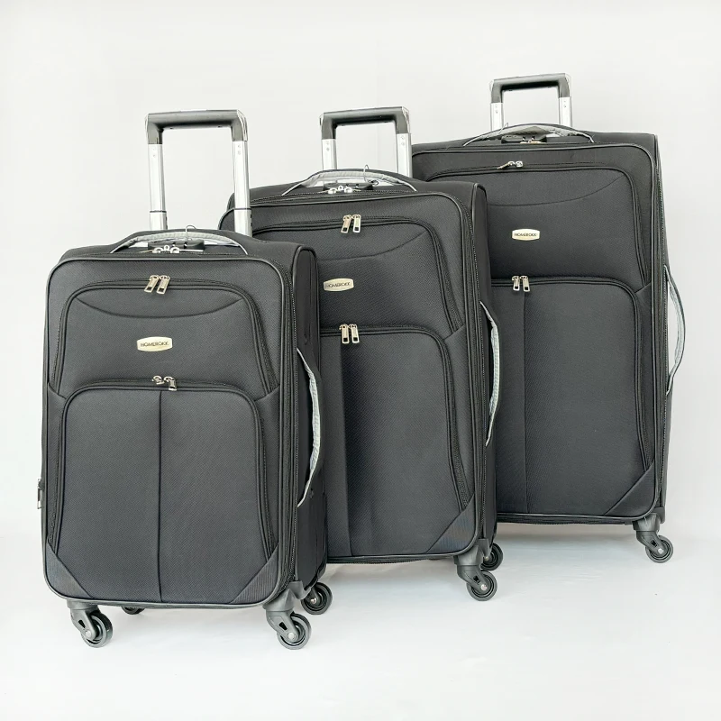 cheap wholesale quality soft materials 3 piece set trolley cases 4 wheels lightweight carry luggage