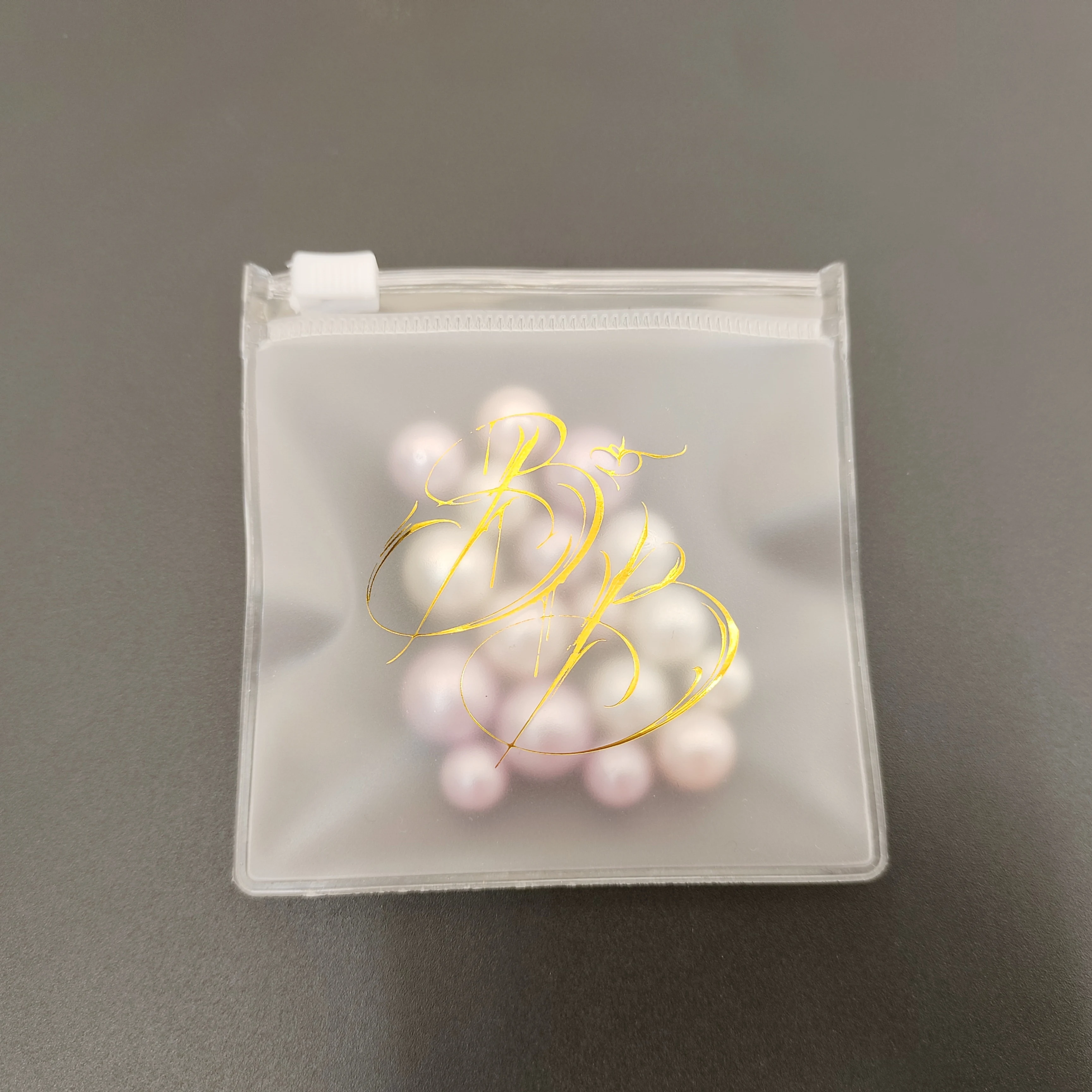 Free samples gold hot oil printing logo ziplock bag clear frosted pvc jewelry packaging & display pouch for packing jewelry