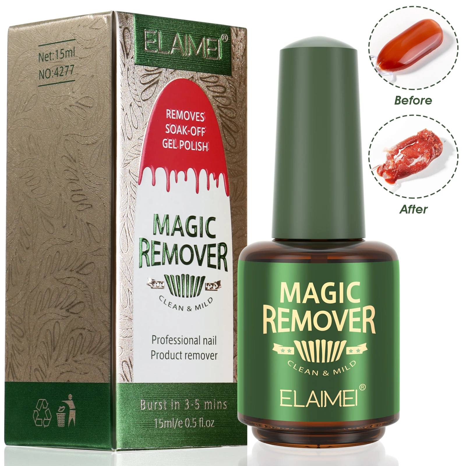 
OEM cosmetics 15ml professional uv magic gel nail remover soak off gel lacquer nail polish remover 