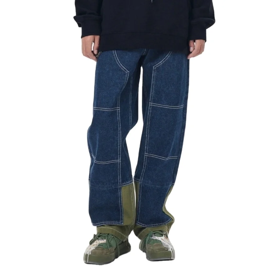 patchwork stretch hip hop mens jeans top quality  silm denim jeans patchwork denim jeans for men