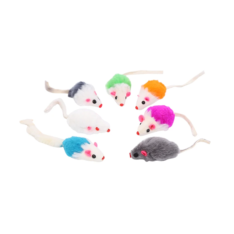 Real rabbit fur colorful mouse cat toy pet supplies wholesale in stock fast delivery