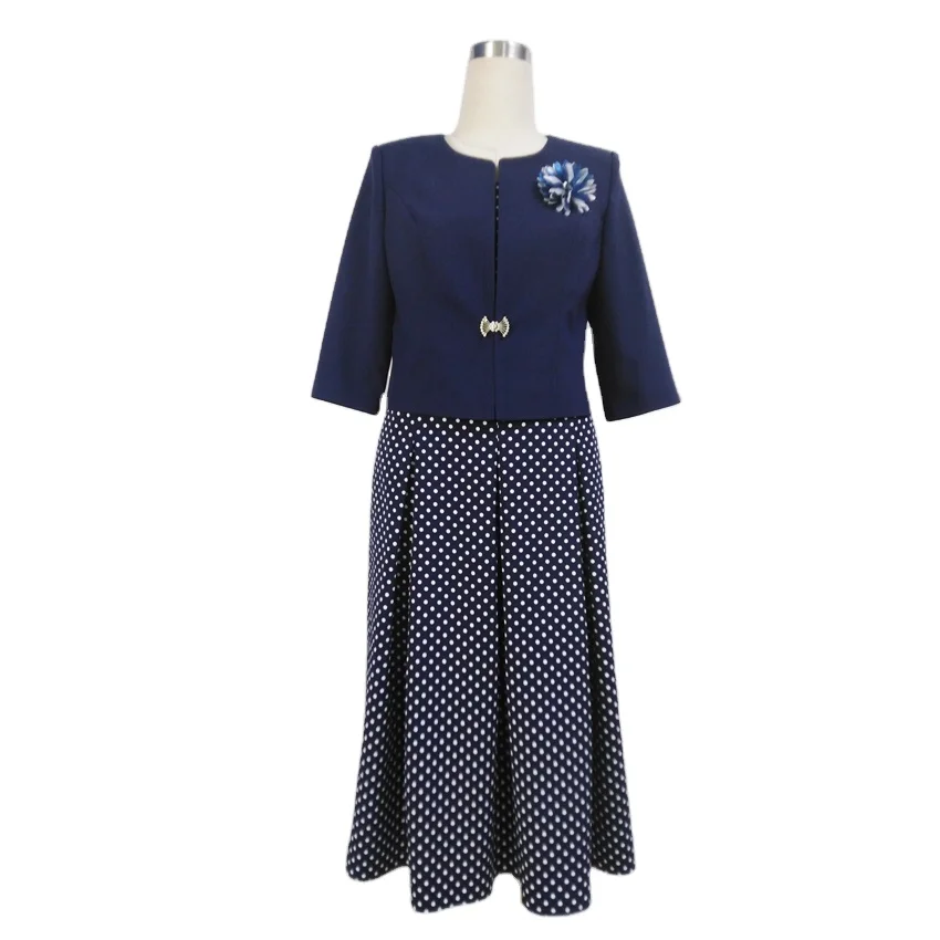 Dot Printed A-line Casual Dresses African Office Ladies Casual Wear