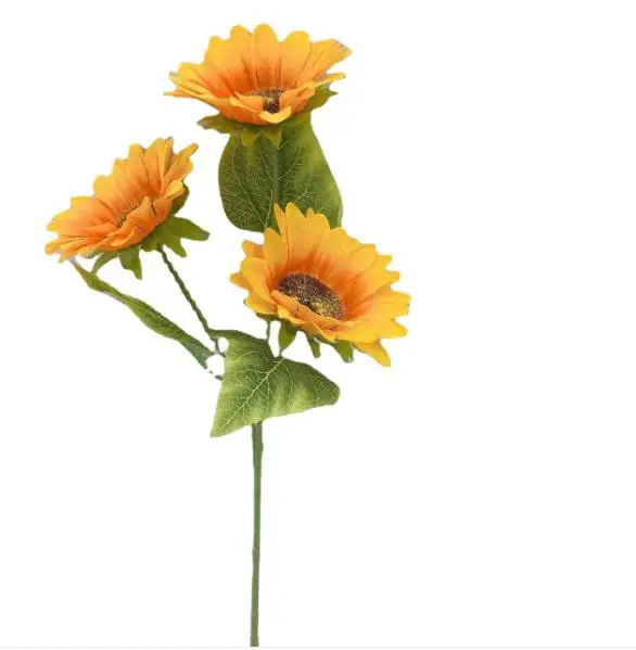 Wholesale multi-sizes Artificial sunflowers single Yellow Flower Bouquet small large Artificial Sunflower For Outdoors Decor