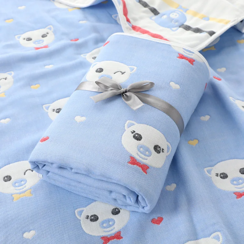 big size printed cute pattern 100% cotton fabric kids air condition quilt blanket quilt towel