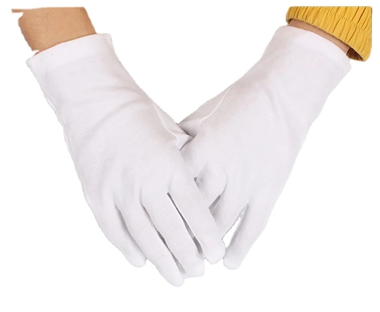 Parade Uniform Dress Waiters Jewelry Military White Masonic Cotton Gloves Jewelry Customized Logo Dust Free White Cotton Gloves