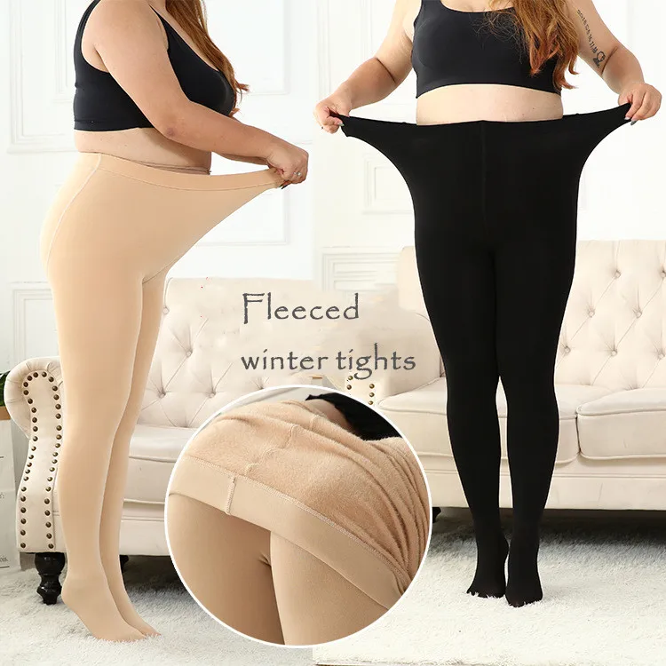 Женские колготки большого размера XXXL 90 кг, плотные теплые зимние флисовые леггинсы, шерстяные Симпатичные колготки для женщин