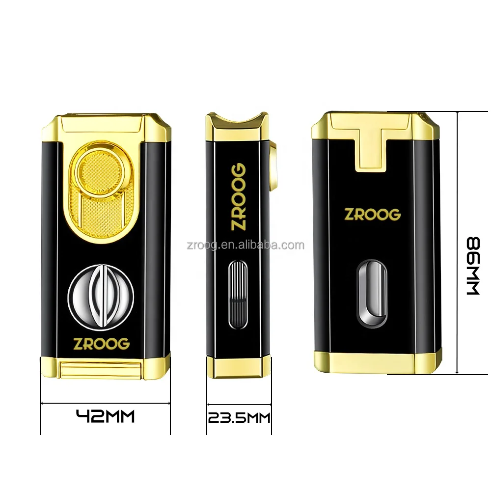 2024 Cigar Lighter New Product Triple Flame Jet Torch Lighter With Lighter Holder And Cigar Cutter