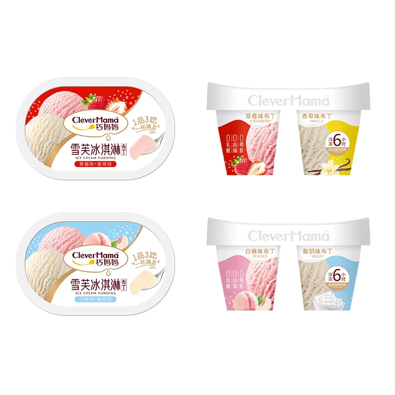 Oem Pudding Wholesale 90g Low Sugar Double Flavor Coconut & Cheese Ice Cream Pudding