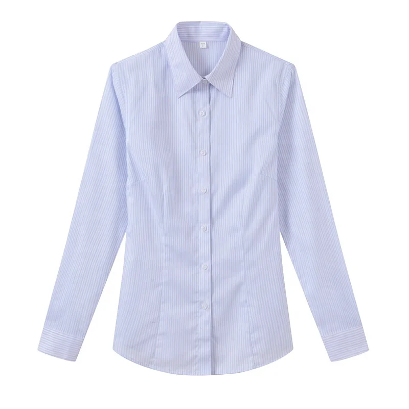 
Женская хлопковая блузка с длинным рукавом, в полоску 