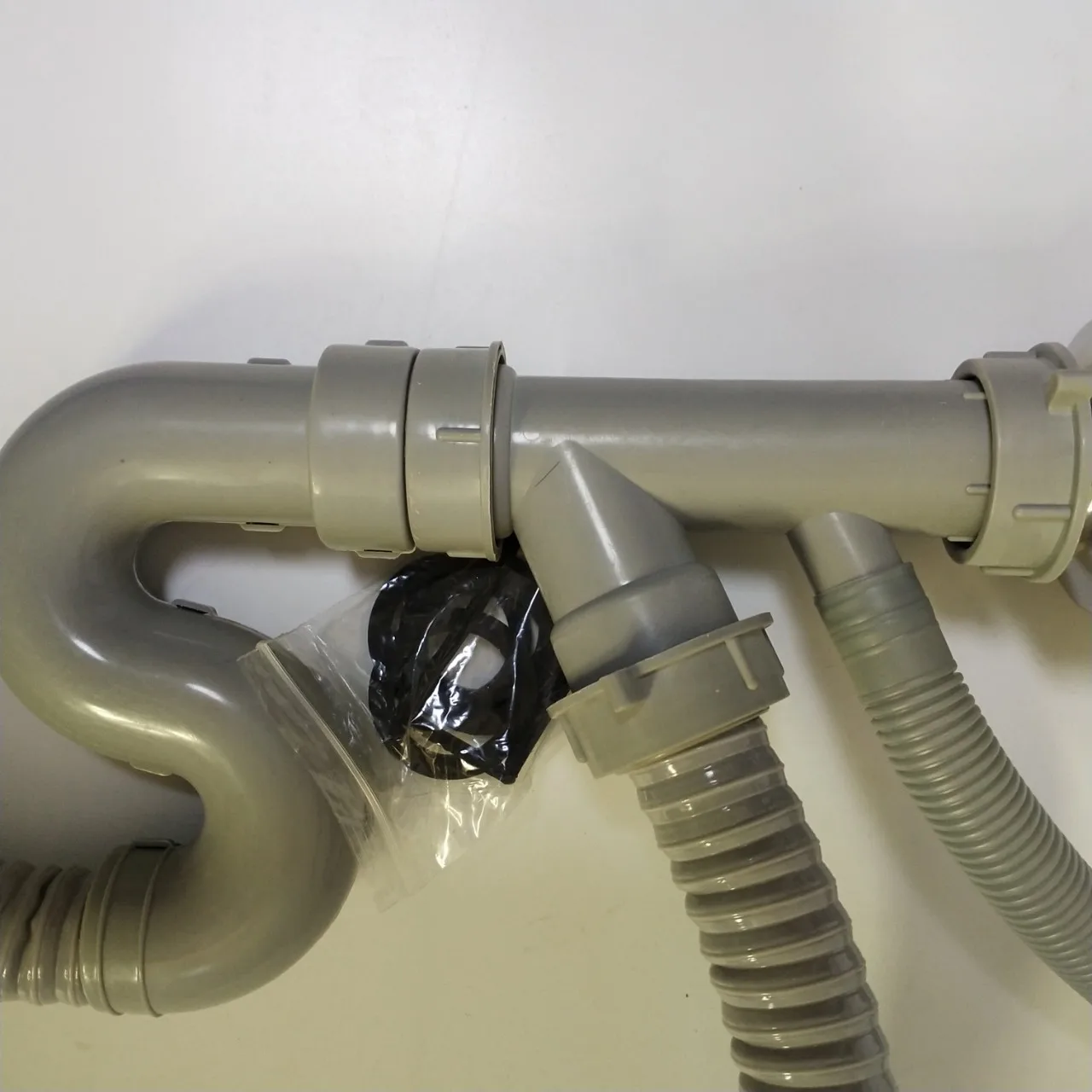 Siphon 304 Stainless Steel Kitchen Sink Double Bowl Siphon Flexible Drain Pipe Double Heads Kitchen sink Waste Strainer